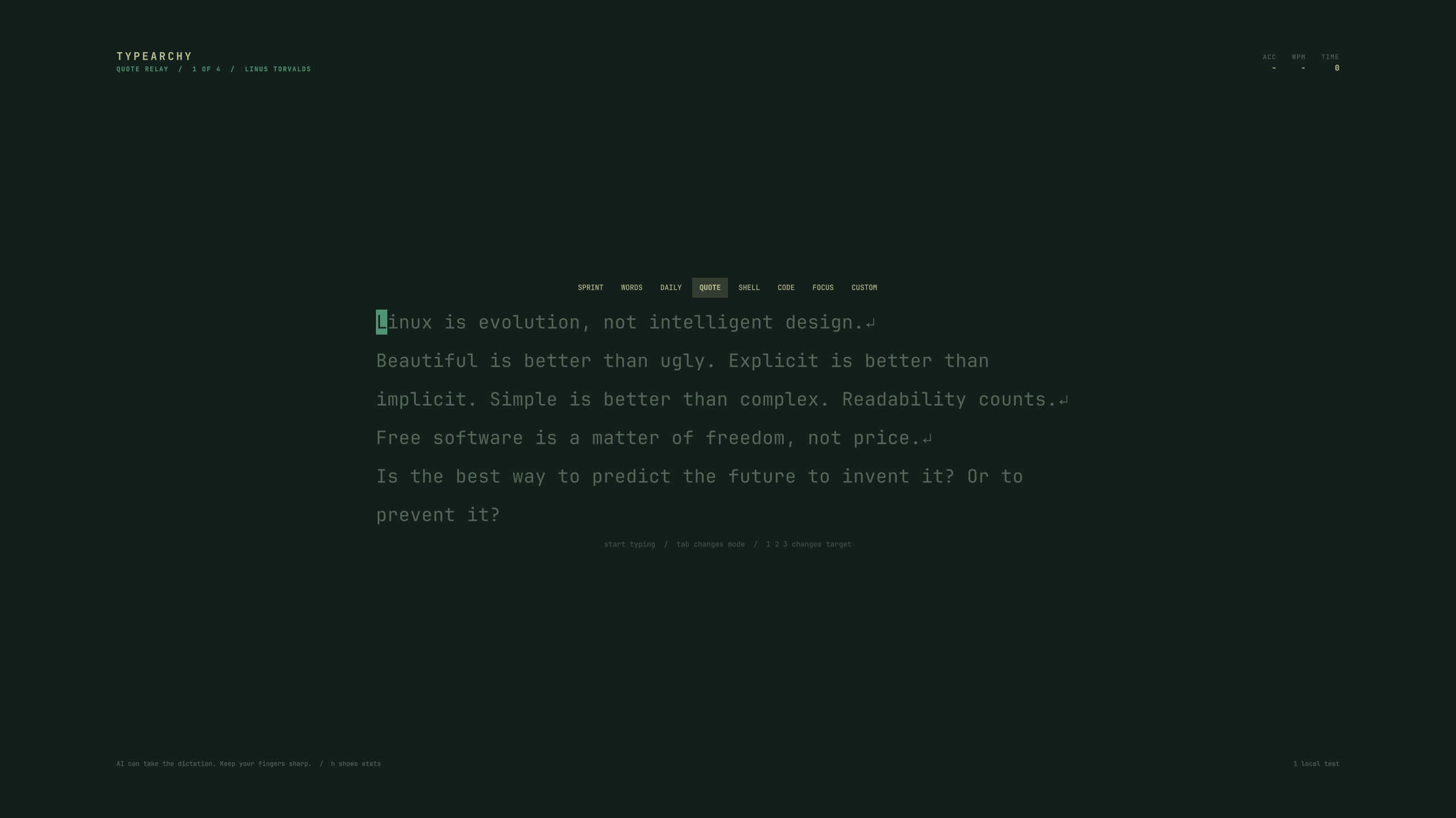 Typearchy Quote Relay mode